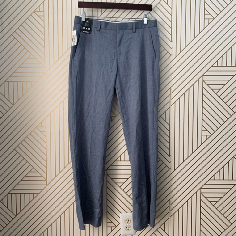 Murano NWT Zac Flat Front Classic Fit Regular Leg Dress Pant Gray silver